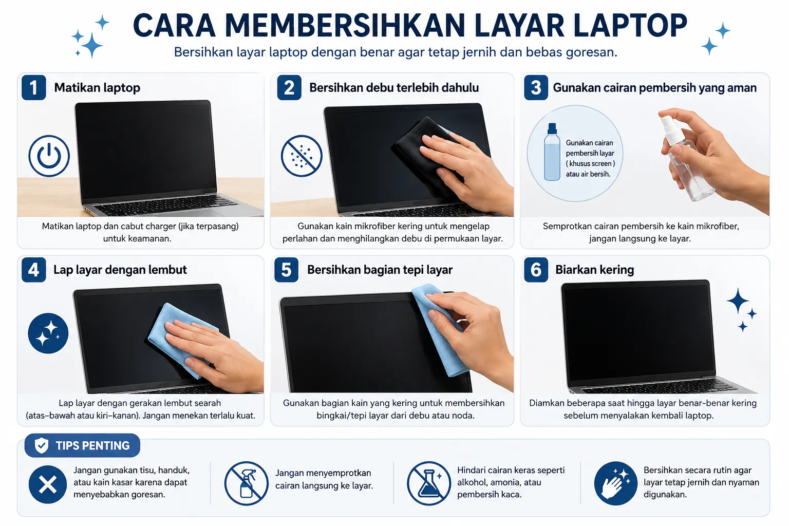 Cara Membersihkan Layar Laptop dengan Aman (Anti Gores)
