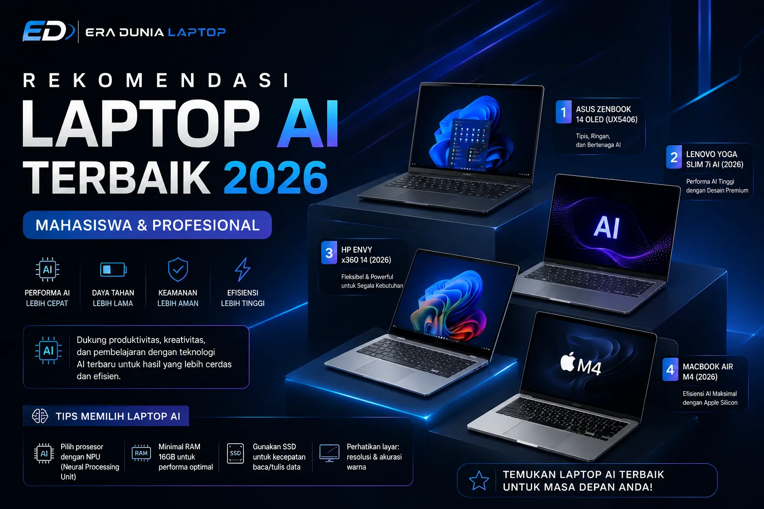 Rekomendasi Laptop AI Terbaik 2026 untuk Mahasiswa & Profesional