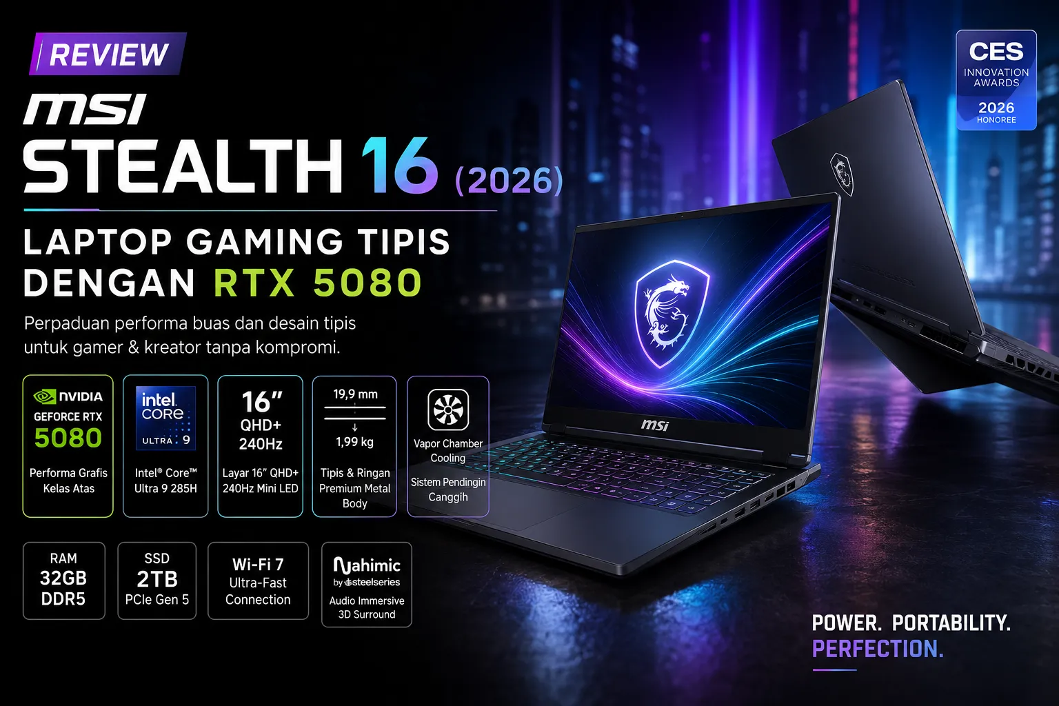 Review MSI Stealth 16 (2026): Laptop Gaming Tipis dengan RTX 5080